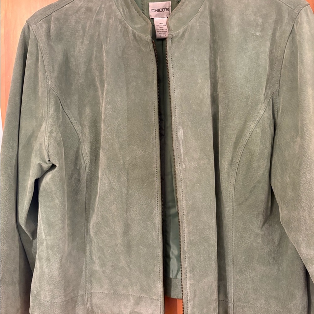 Chico's Sage Green Suede Blazer